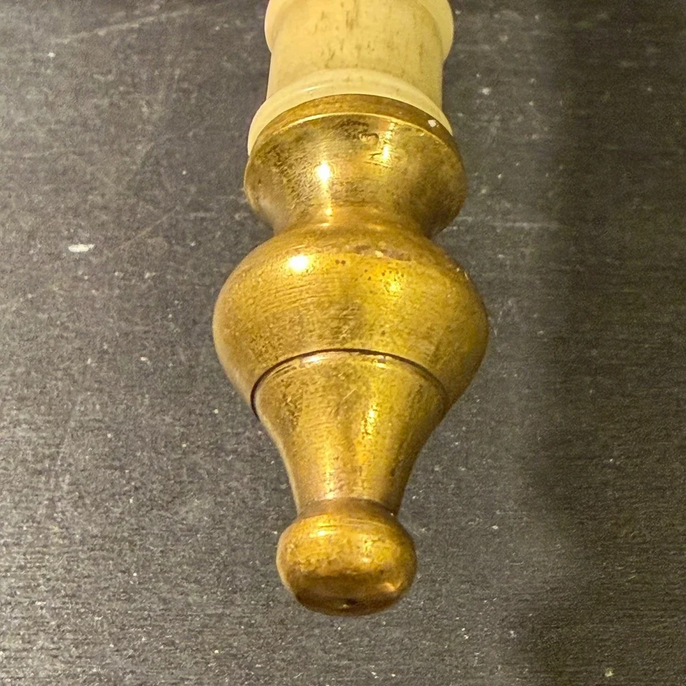 Vintage Brass Handheld Magnifying Glass Cream Turned Handle Large 4 Inch Lens